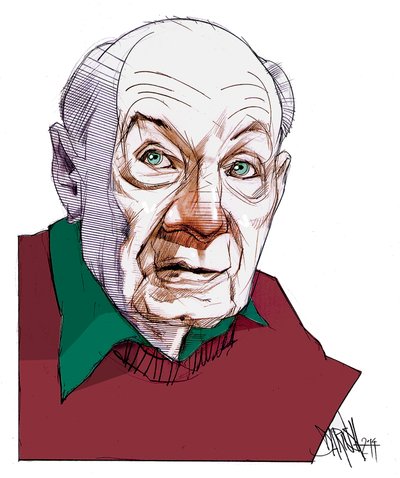 Gustave Thibon, 2014 (digitális színes ceruzarajz) alkotó: Dariush Radpour