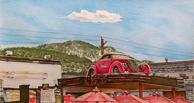 Pitstop on Route 66, 2024 (ceruza, papír) alkotó: Darrell Windjack