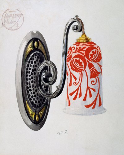 2. számú szecessziós fali lámpa modellje a Daum Brothers Nancy-i gyártásából, gouache, Franciaország, XX. század alkotó: Daum Freres