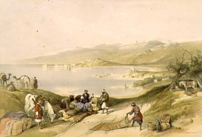 Sidon Libanon felé néz, a „The Holy Land” II. kötet 75. táblája, Louis Haghe (1806-85) kocsma metszetével. 1843 (litó) alkotó: David (after) Roberts
