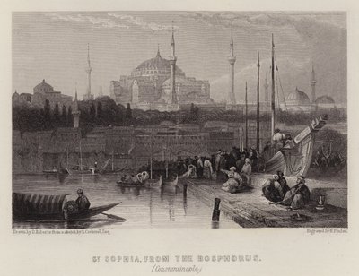 Szent Zsófia, a Boszporuszból, Konstantinápoly (színes litho) alkotó: David (after) Roberts