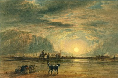 Tengerparti jelenet – Napkelte, 1820 körül (akvarell és toll grafit fölött, papíron) alkotó: David (attr. to) Cox