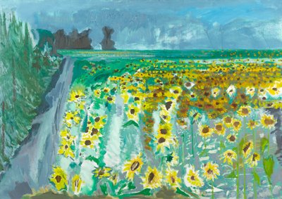 Napraforgó és Mistral, 2002 (olaj, vászon) alkotó: David Alan Redpath Michie