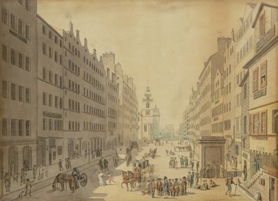 Kilátás az edinburghi High Streetre keletről, 1793 alkotó: David Allan
