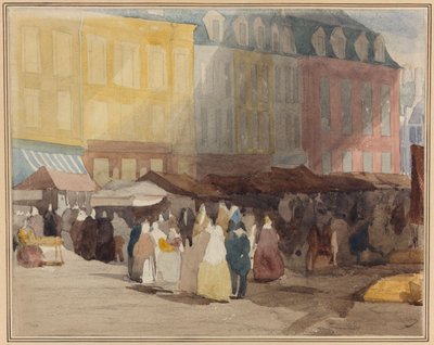 Egy francia piaci jelenet, valószínűleg Boulogne alkotó: David Cox