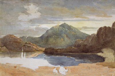 Egy tó Észak-Walesben, Snowdon a távolban (wc papíron) alkotó: David Cox