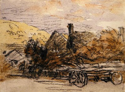 Egy fa kocsi (fekete kréta és akvarell) alkotó: David Cox