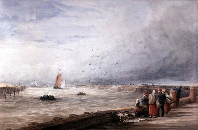 Calais móló (akvarell papíron) alkotó: David Cox