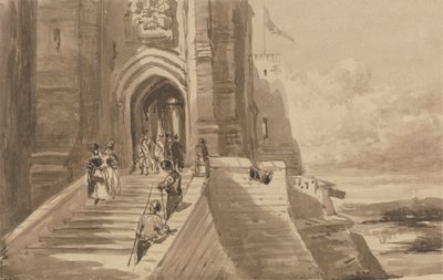 Alakzatok egy kastély külső lépcsőjén alkotó: David Cox