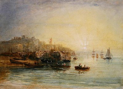 Halászcsónakok Doverben (akvarell, papír) alkotó: David Cox