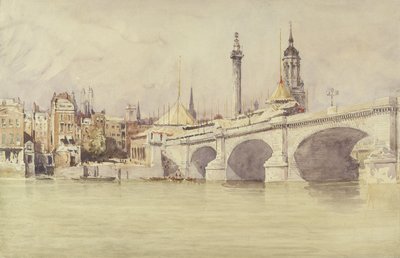 London Bridge, 1831 (wc testszínnel grafit felett, papíron) alkotó: David Cox