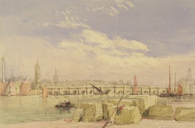 London Bridge, 1828-30 körül (wc és testszín grafit felett, papíron) alkotó: David Cox
