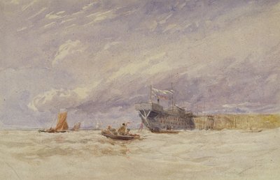A Medway-n, 1845–1850 körül (papíron grafit feletti testszínnel) alkotó: David Cox