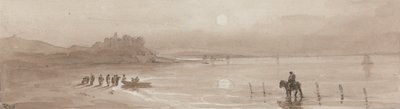 Tengerpart, naplemente Harlech várával alkotó: David Cox