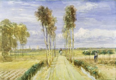 The Poplar Avenue (akvarell ceruzával és fekete kréta papíron) alkotó: David Cox