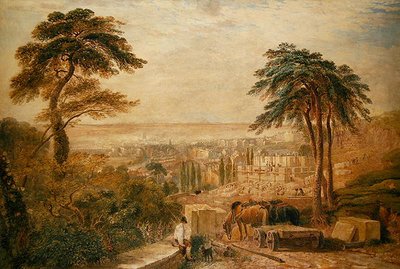 View Over a Town (akvarell, papír) alkotó: David Cox