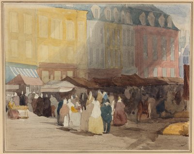 Egy francia piaci jelenet, valószínűleg Boulogne alkotó: David Cox the elder