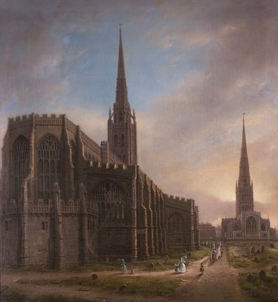 St. Michaels és Holy Trinity templomok, északkeletről, Coventry, 1849 alkotó: David Gee