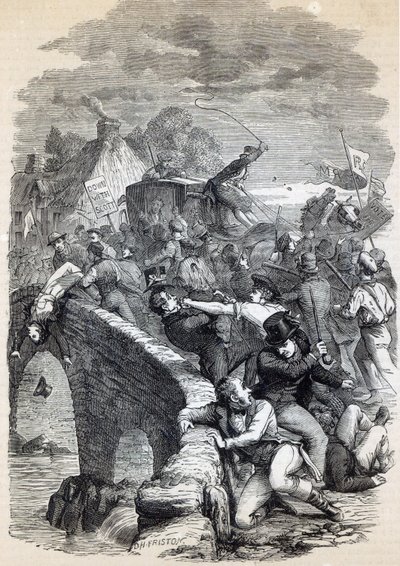 Választási zavargás Hawickban, 1837, illusztráció az 1895-ben megjelent „Cassell Illustrated History of England” c. alkotó: David Henry Friston