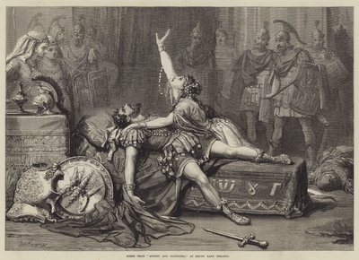 Jelenet az Antonius és Kleopátrából, a Drury Lane Színházban alkotó: David Henry Friston