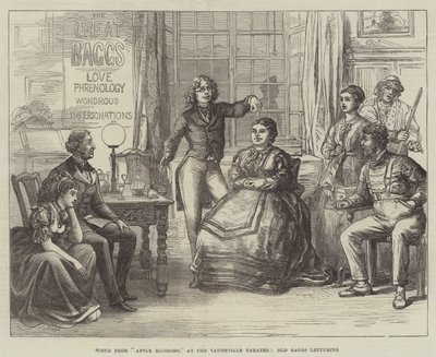 Jelenet az Almavirágokból, a Vaudeville Színházban, Old Baggs előadásában alkotó: David Henry Friston