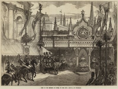 Oroszország császárának látogatása a városban, érkezés a Guildhallba alkotó: David Henry Friston