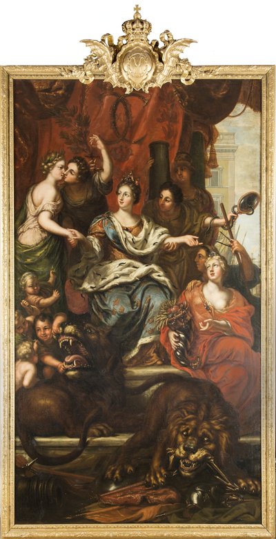 Allegorie über die friedliche Regierung von König Karl XI. alkotó: David Klöcker Ehrenstrahl