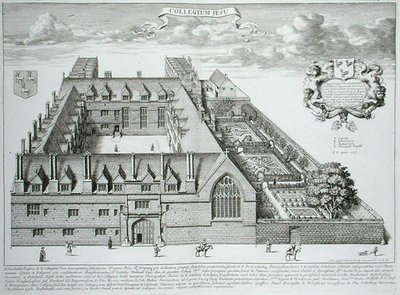 Az oxfordi Jesus College, az „Oxonia Illustrata”-ból, 1675-ben megjelent (metszet) alkotó: David Loggan