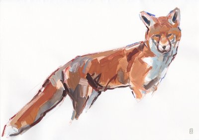 Red Fox, 2021 (gouache és akvarell/kréta papíron) alkotó: David Mayer