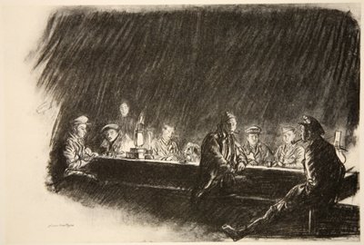A Royal Flying Corps rendetlensége, illusztráció a Country Life Ltd. által kiadott "The Western Front" című kötetből. alkotó: David Muirhead Bone