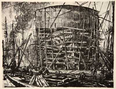 A készleteken, illusztráció a Country Life Ltd. által kiadott "The Western Front" című könyvből. alkotó: David Muirhead Bone