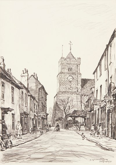 The Old Church, Seaford (ceruza) alkotó: David Muirhead Bone