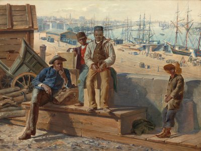 Fekete fiúk a rakparton c. 1865. alkotó: David Norslup