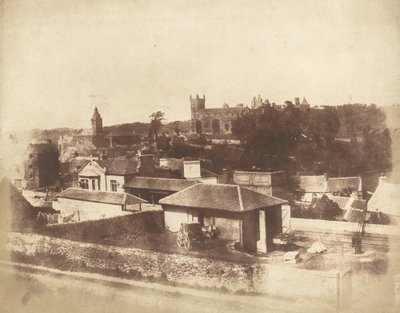 Linlithgow, a vasútállomásról, a városházával, a Szent Mihály-templommal és a palotával, 1843-184 Alkotók: David Octavius Hill, Robert Adamson. alkotó: David Octavius Hill, Robert Adamson