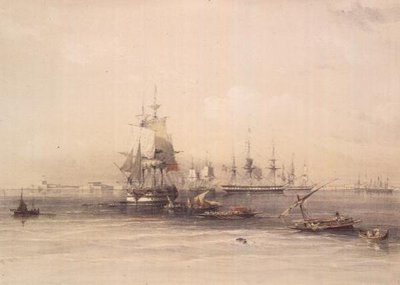 Alexandria megközelítése, "Egyiptom és Núbia", 3. kötet (litho) alkotó: David Roberts