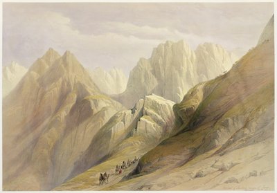 A Sínai-hegység alsó hegyvonulatának megmászása, 1839. február 18., 114. tábla a "The Holy Land" III. kötetéből, metszette Louis Haghe (1806-85) pub. 1849 alkotó: David Roberts