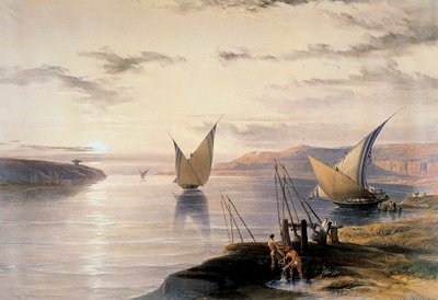 „Csónakok a Níluson”, 1838-1839 alkotó: David Roberts