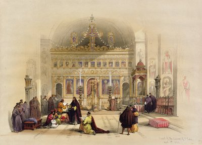 A Szent Szabai kolostor kápolnája, 1839. április 5., a II. kötetből, „kiadva Londonban, „The Holy Land”; metszett: Louis Haghe (1806-85) 1842 Land,