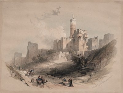 Jeruzsálem fellegvára, falak nélkül, Dávid-torony, 1839. alkotó: David Roberts