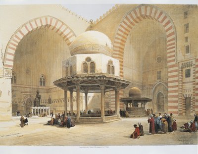 Egyiptom - 19. század - Kairó - Hasszán szultán mecsetje - udvar - David Roberts metszete alkotó: David Roberts
