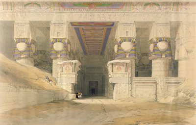 A Dendarah állambeli Hathor templom homlokzata „Egyiptom és Núbia”, Louis Haghe (1806-85) metszete Londonban, 1838. alkotó: David Roberts