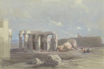 Egy kolosszális szobor töredékei a Memnoniumban, Théba alkotó: David Roberts
