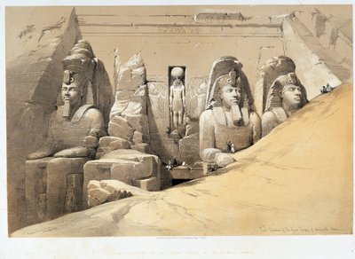 Aboo Simbel (Abu Simbel, Abu vagy Abu Simbel), Núbia (Nubia) nagy templomának homlokzata a „"The Holy Land"-ben, London 1849 alkotó: David Roberts