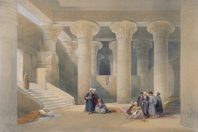 A felső-egyiptomi esnai templom belseje az „Egyiptom és Núbia”-ból, Louis Haghe metszete, Londonban, 1838-ban megjelent (színes litó) alkotó: David Roberts