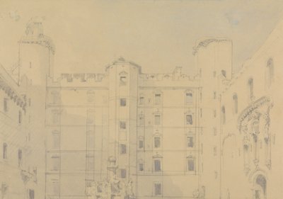 A Linlithgow-palota udvara, West Lothian alkotó: David Roberts