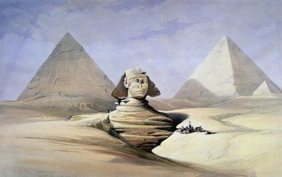 "A nagy szfinx és piramisok Gizében" (akvarell) alkotó: David Roberts