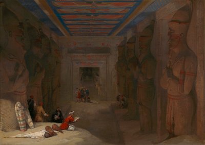 A Nagy Templom Hypostyle-terme Abu Simbelben, Egyiptomban alkotó: David Roberts