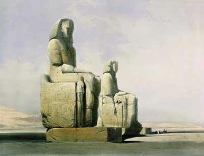 Théba, 1838. december 4., Memnon kolosszusának részlete, 12. tábla Egyiptom és Núbia I. kötetéből, Louis Haghe vésette 1806-85 pub. 1846 litho részlet a 67033-ból alkotó: David Roberts