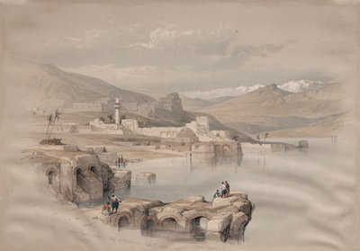 Tiberias, a falakról, Biztonság a távolban, 1839. alkotó: David Roberts