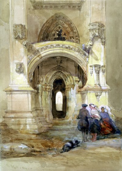 Roslyn kápolna nyugati tornáca (wc és gouache papíron) alkotó: David Roberts